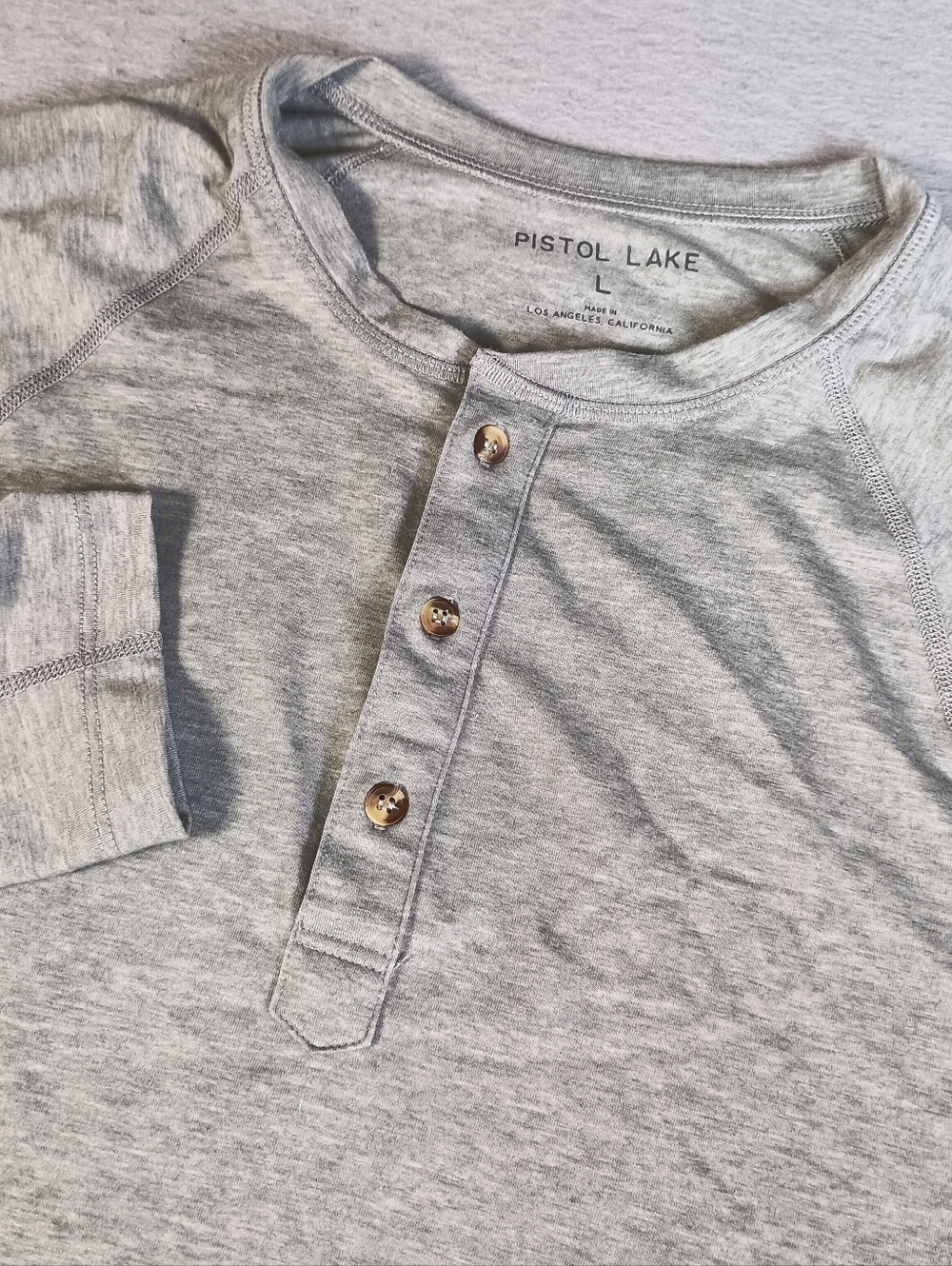 Pistol Lake Henley Performance Men's L Gray Outdoor Hiking Camping Stretch Shirt